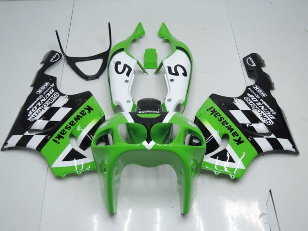 1996-2003 Green Black and White ZX7R Motorcycle Fairings