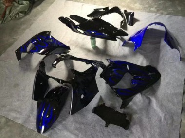 2000-2001 Glossy Black Blue Flame ZX9R Motorcycle Fairings