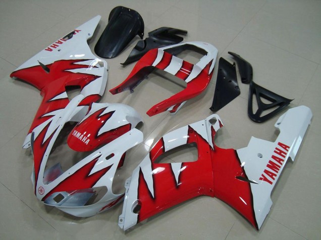 2000-2001 White Red Flame YZF R1 Motorcycle Fairings