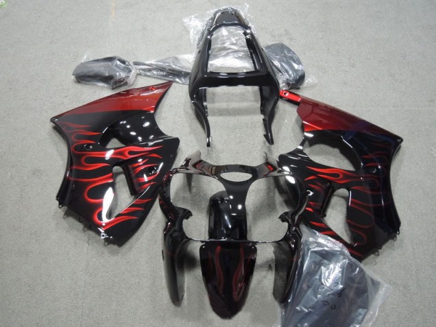 2000-2002 Black Red Flame ZX6R Motorcycle Fairing