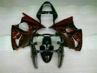 2000-2002 Black Red Flame ZX6R Motorcycle Fairings