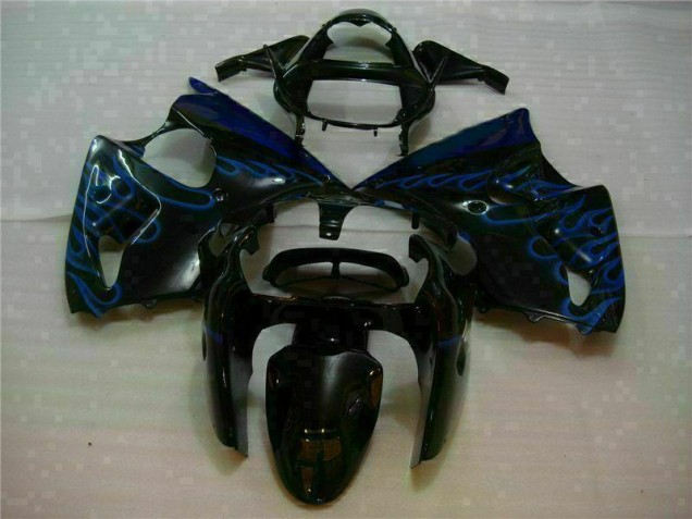 2000-2002 Black with Blue Flame ZX6R Motorcycle Fairings