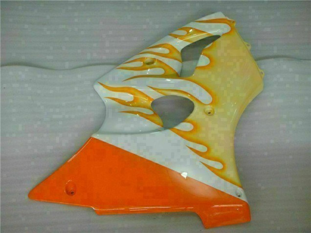 2000-2002 White Yellow Flame ZX6R Motorcycle Fairings