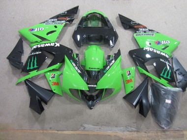 2003-2005 Black Green 3M Monster ZX10R Motorcycle Fairings