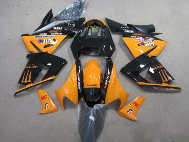 2003-2005 Black Orange 3M Monster ZX10R Motorcycle Fairings