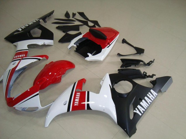 2003-2005 Red White Matte Black YZF R6 Motorcycle Fairings