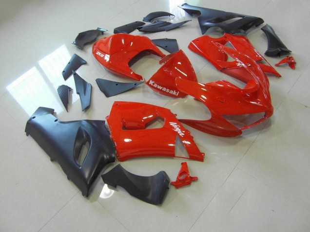 2005-2006 Red and Matte Black ZX6R Motorcycle Fairings