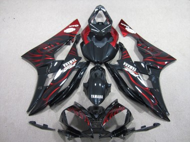 2006-2007 Black Red Flame YZF R6 Motorcycle Fairing