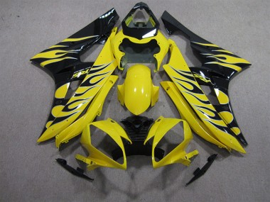 2006-2007 Yellow Black Flame YZF R6 Motorcycle Fairings