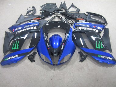 2007-2008 Black Blue Monster ZX6R Motorcycle Fairings