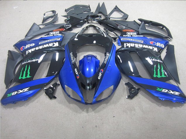 2007-2008 Black Blue Monster ZX6R Motorcycle Fairings