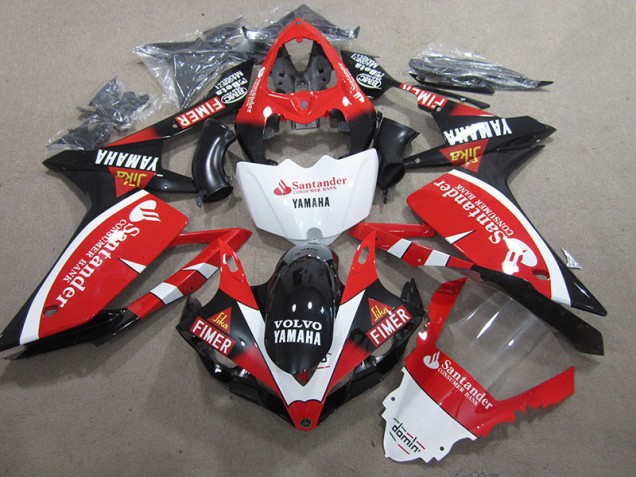 2007-2008 Black Red White Santander YZF R1 Motorcycle Fairings