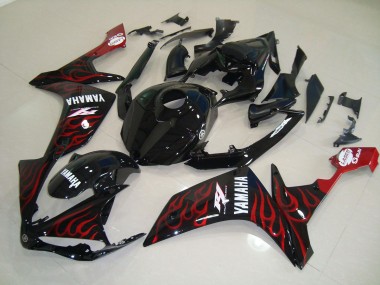 2007-2008 Glossy Black Flame YZF R1 Motorcycle Fairings