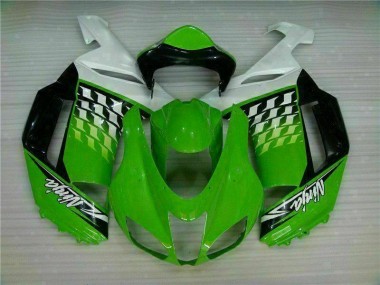 2007-2008 Green White Ninja ZX6R Motorcycle Fairings