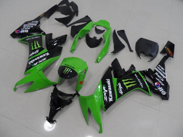 2008-2010 Green and Black Monster ZX10R Motorcycle Fairings