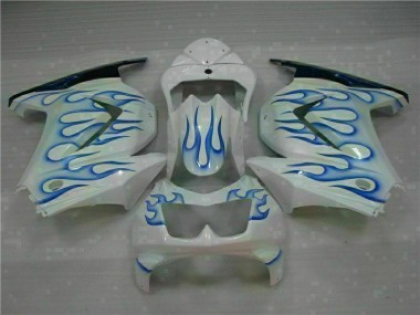 2008-2012 White Blue Flame EX250 Motorcycle Fairings