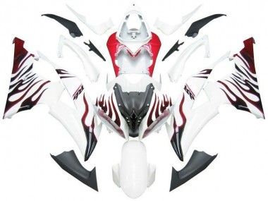 2008-2016 White Red Flame R6 YZF R6 Motorcycle Fairings