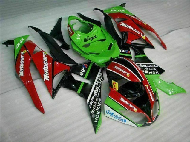 2009-2012 Black Red Green Motocard ZX6R Motorcycle Fairings