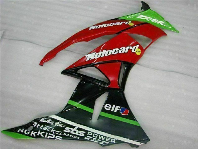 2009-2012 Black Red Green Motocard ZX6R Motorcycle Fairings