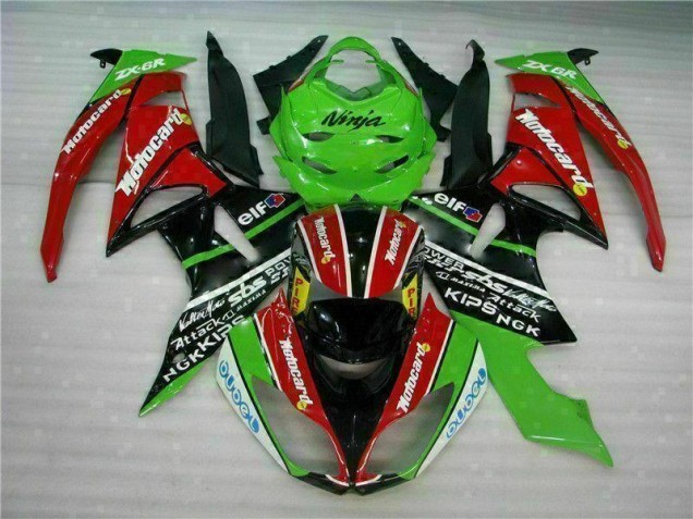 2009-2012 Black Red Green Motocard ZX6R Motorcycle Fairings