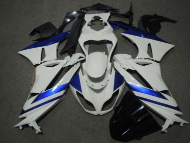 2009-2012 White Blue ZX6R Motorcycle Fairings