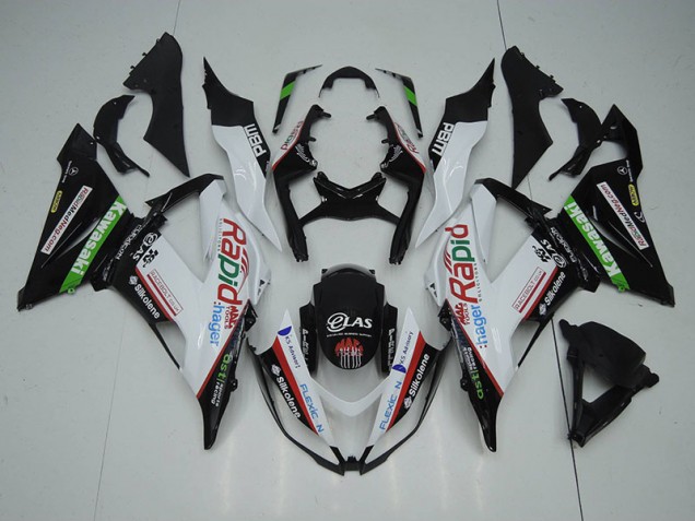 2013-2018 Black White Rapid Hager ZX6R Motorcycle Fairings